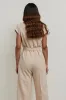 Khaki Notched Lapel Work Jumpsuits with Sleeves sold by Zapaka