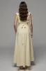 Apricot A-Line Polo Collar Ruffled Work Dress with Slit sold by Zapaka