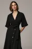 Black Notched Lapel Long Buttons Blazer Dress with Sleeves sold by Zapaka