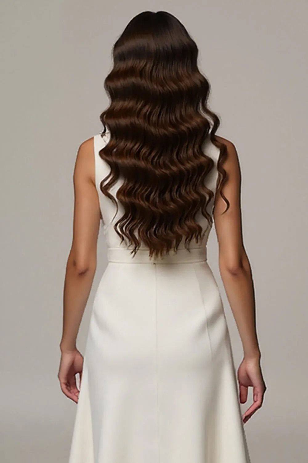 Ivory A Line Satin Notched Lapel Midi Work Dress sold by Zapaka product image thumbnail 4