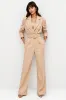 Apricot Notched Lapel Jumpsuit with Belt sold by Zapaka