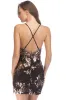 Sparkly Black Tight Sequin Spaghetti Straps Homecoming Dress with Slit sold by Zapaka