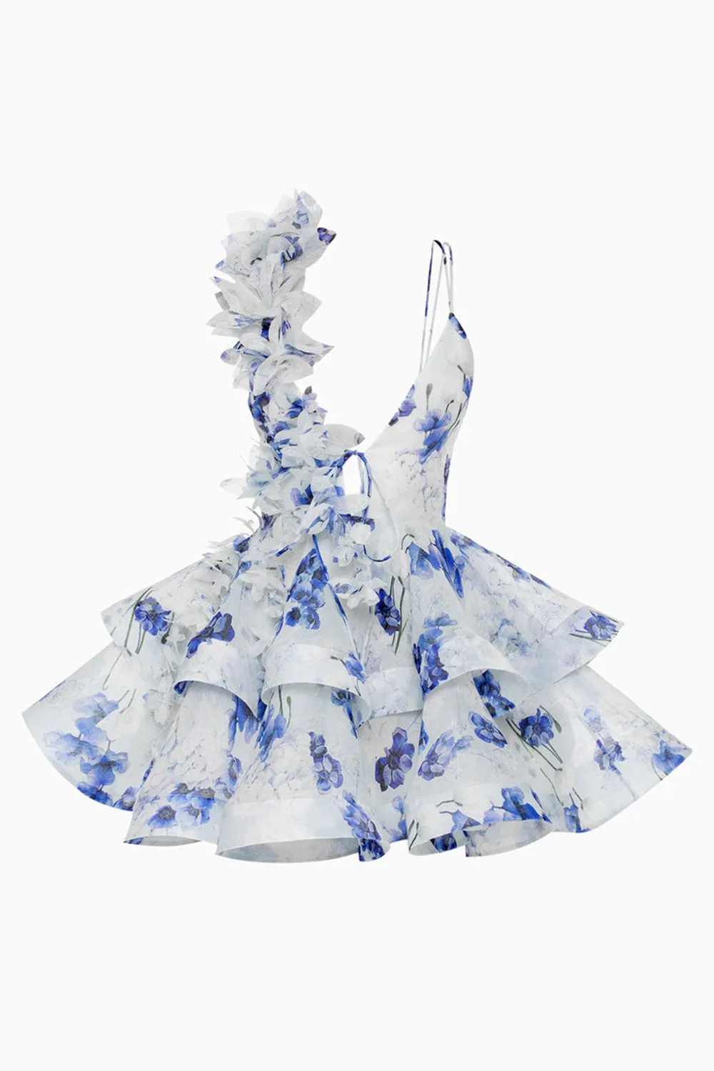 Pink Floral A Line Tiered Short Homecoming Dress with Ruffles sold by Zapaka product image thumbnail 3