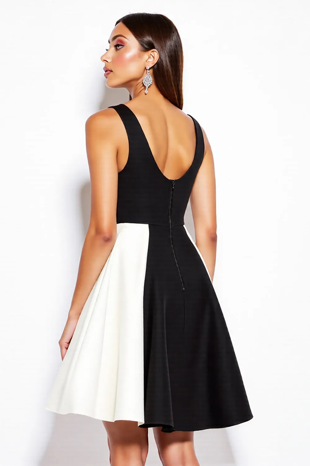 Chic A Line Black and White Cocktail Dress sold by Zapaka product image thumbnail 2