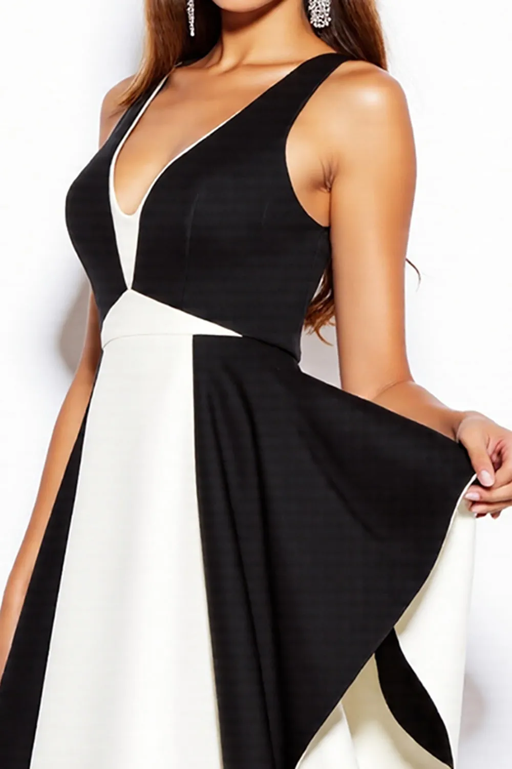 Chic A Line Black and White Cocktail Dress sold by Zapaka product image thumbnail 3