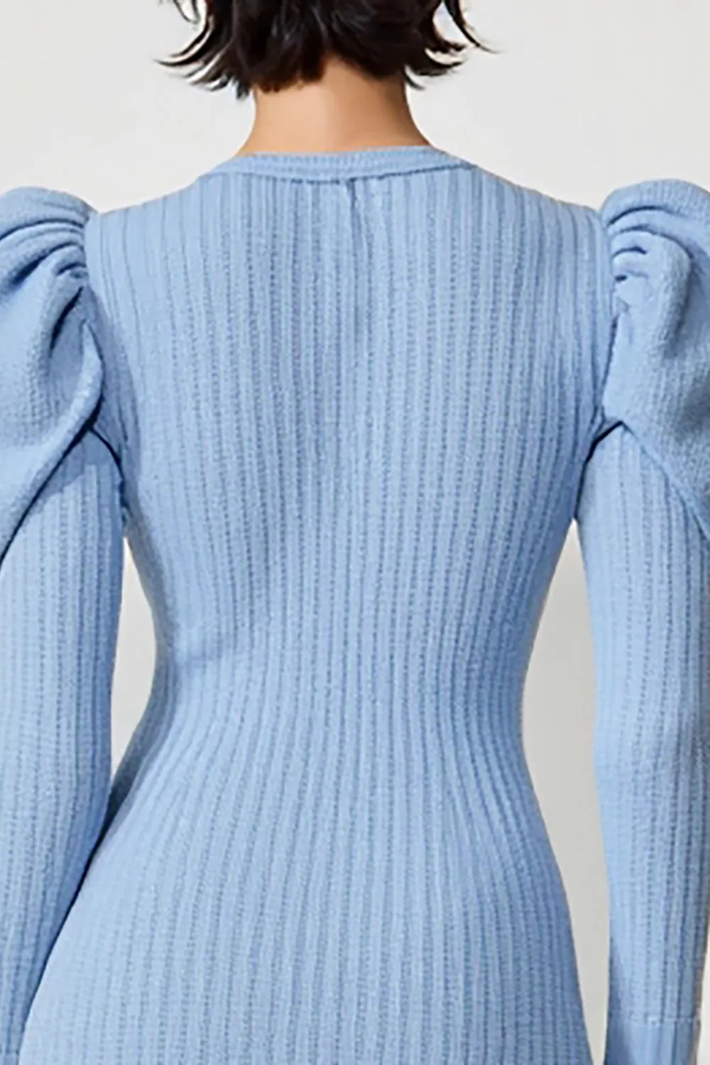 Blue Bodycon Keyhole Short Cocktail Dress with Long Sleeves sold by Zapaka product image thumbnail 4