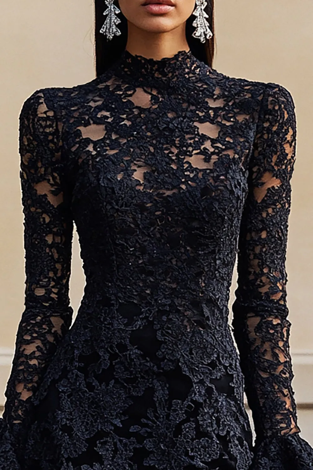 Black Bodycon Short Lace Cocktail Dress sold by Zapaka product image thumbnail 2