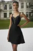 Sparkly Black Spaghetti Straps A Line Short Cocktail Dress with Beading sold by Zapaka