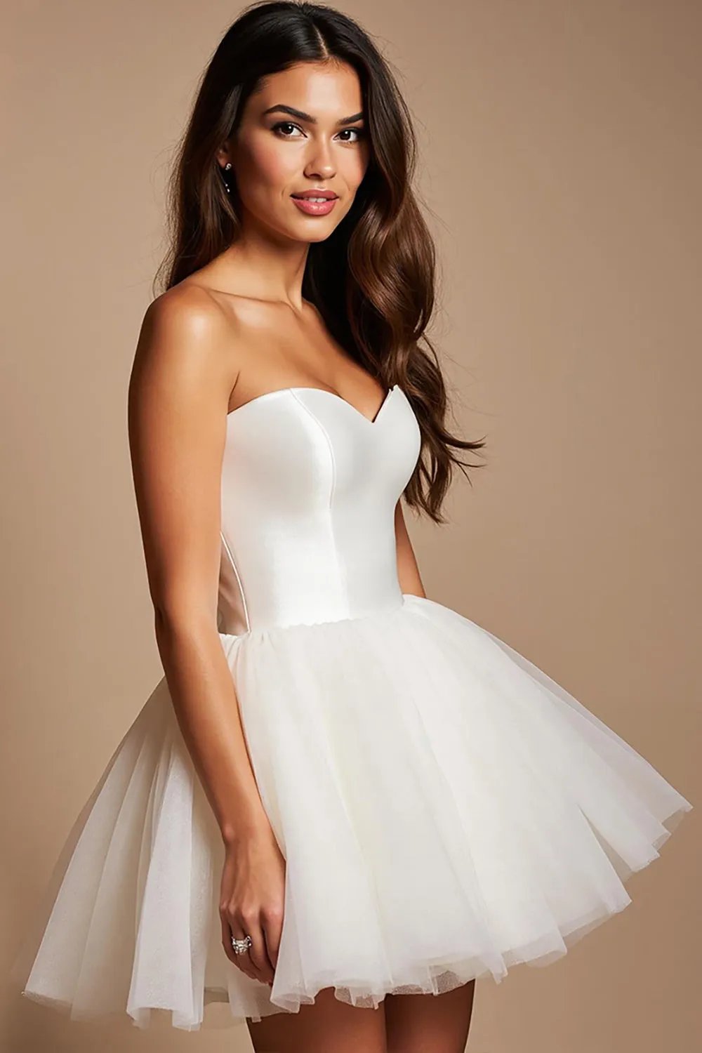 White Sweetheart A Line Short Tulle Homecoming Dress sold by Zapaka product image thumbnail 3