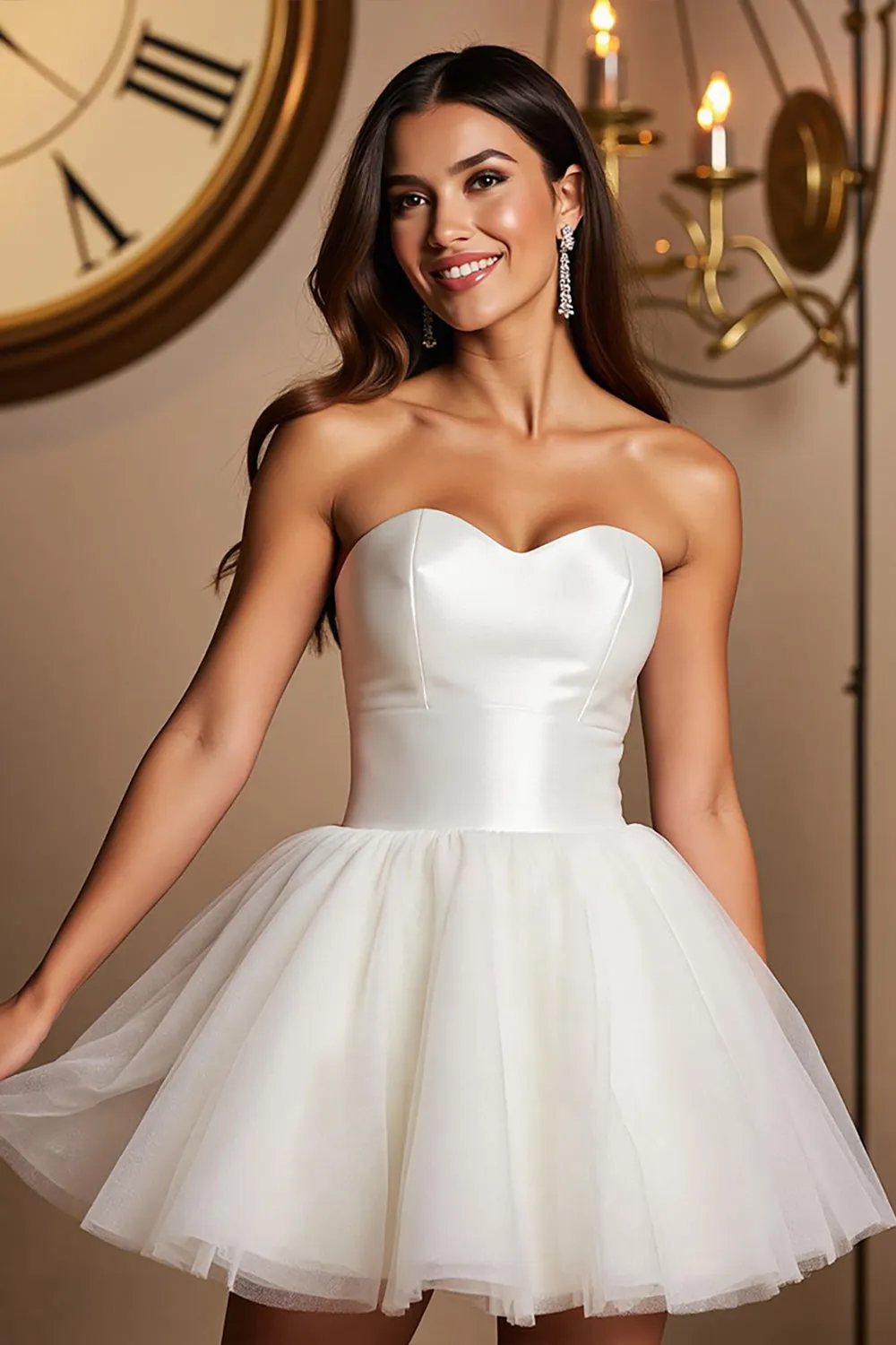 White Sweetheart A Line Short Tulle Homecoming Dress sold by Zapaka