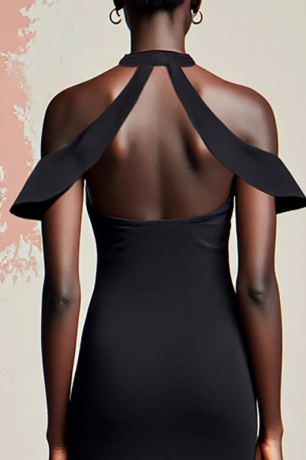 Black Sheath Long Wedding Guest Dress sold by Zapaka product image thumbnail 4