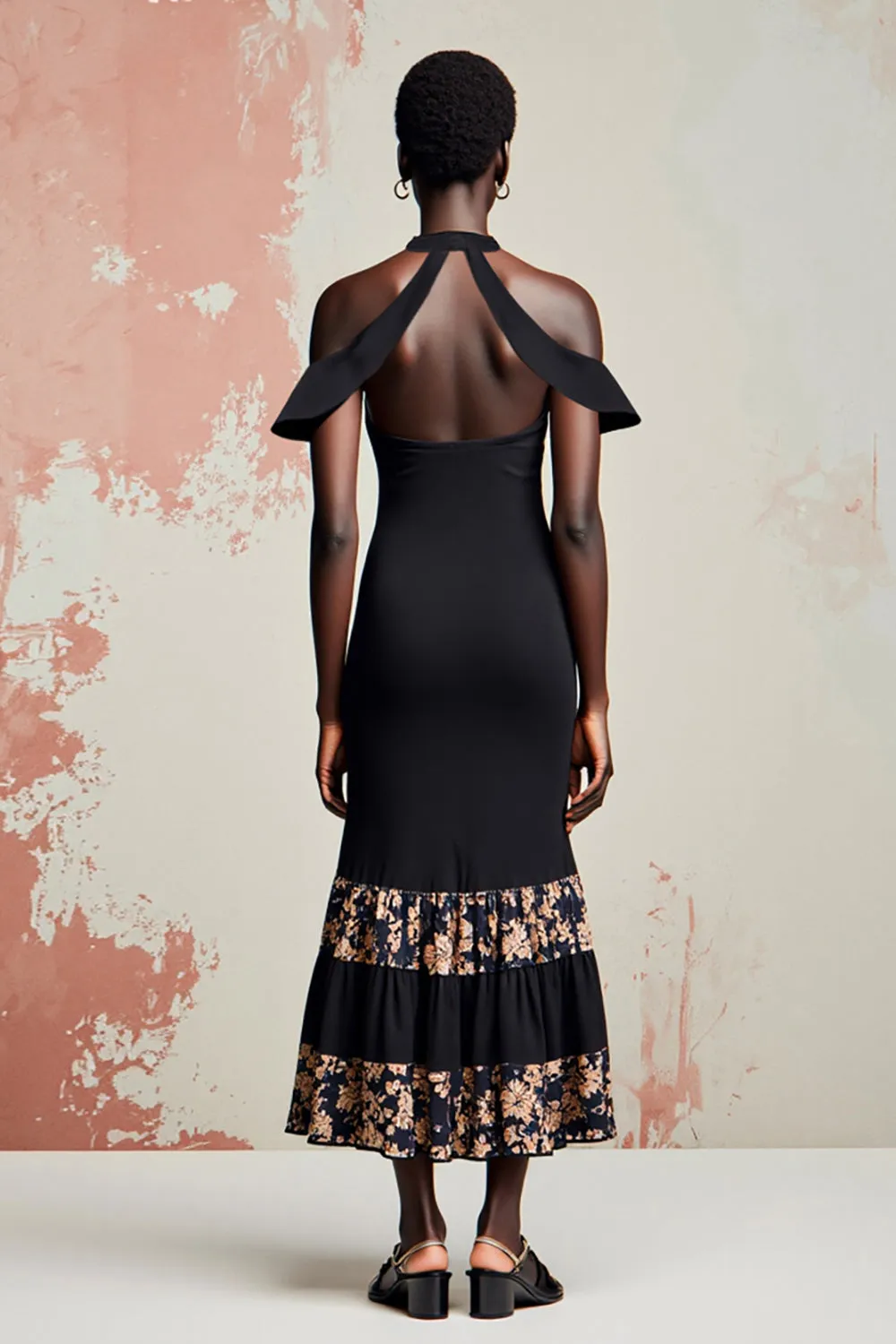 Black Sheath Long Wedding Guest Dress sold by Zapaka product image thumbnail 2