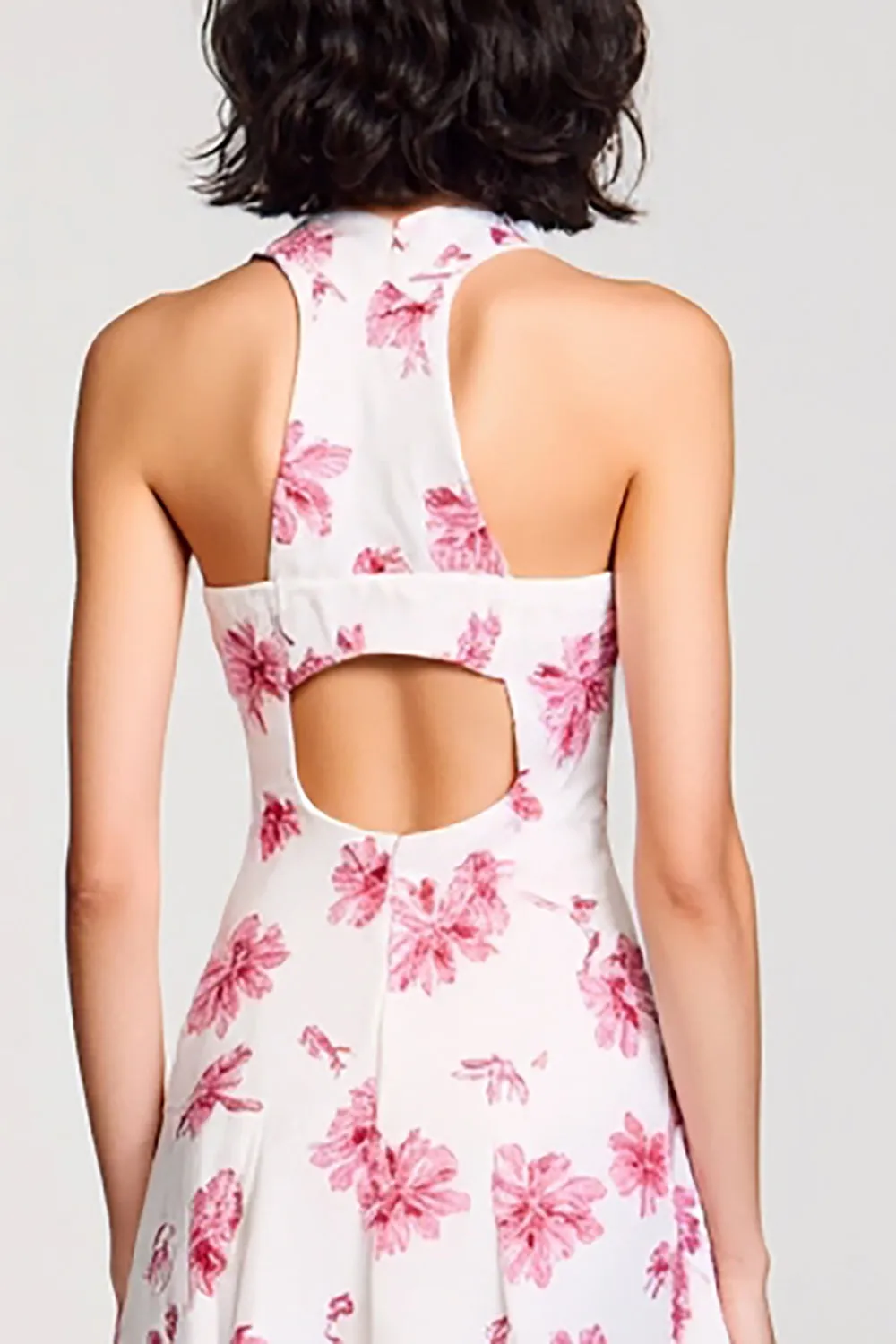 Floral Pink A Line Midi Wedding Guest Dress sold by Zapaka product image thumbnail 4