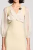 A Line Light Yellow V Neck Long Wedding Guest Dress sold by Zapaka