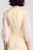 A Line Light Yellow V Neck Long Wedding Guest Dress sold by Zapaka