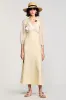 A Line Light Yellow V Neck Long Wedding Guest Dress sold by Zapaka