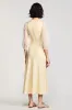 A Line Light Yellow V Neck Long Wedding Guest Dress sold by Zapaka