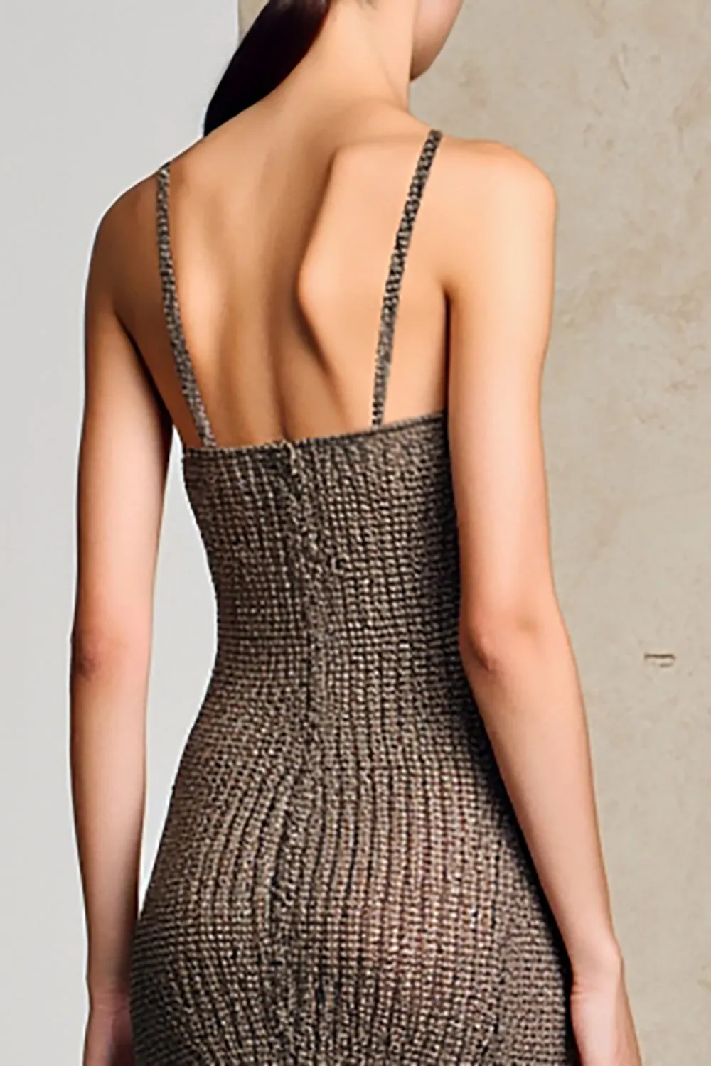 Maroon Sheath Spaghetti Straps Long Wedding Guest Dress with Bow sold by Zapaka product image thumbnail 4