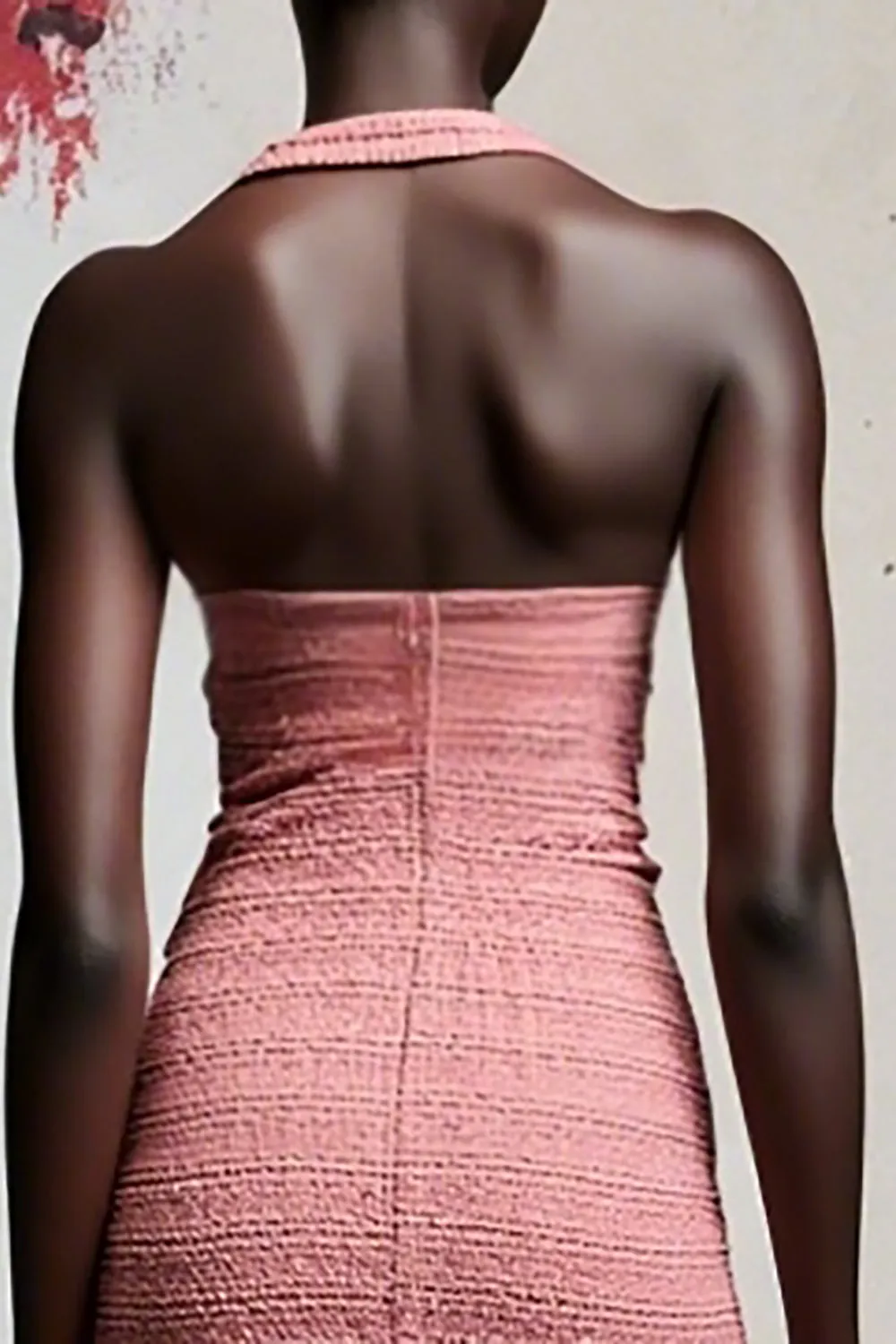 Halter Ruched Pink A Line Wedding Guest Dress With Slit sold by Zapaka product image thumbnail 4