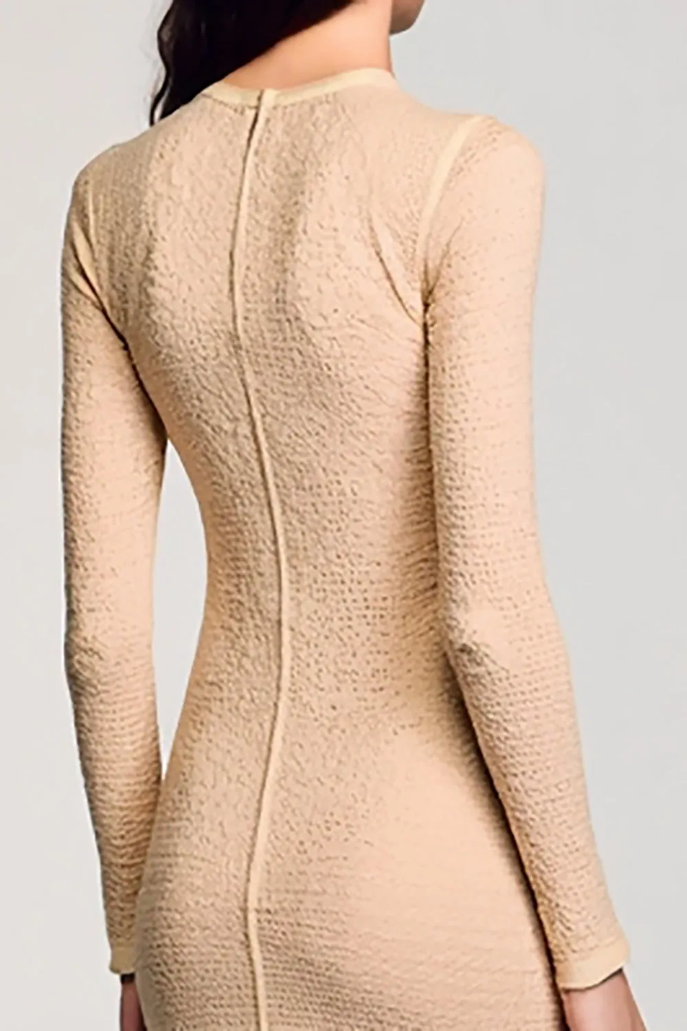 Long Sleeve Sheath High Neck Apricot Wedding Guest Dress With Sash sold by Zapaka product image thumbnail 4