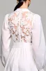 White A Line Long Sleeves Wedding Guest Dress with Lace sold by Zapaka