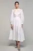 White A Line Long Sleeves Wedding Guest Dress with Lace sold by Zapaka