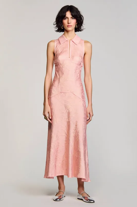 Pink Jacquard A Line Wedding Guest Dress sold by Zapaka