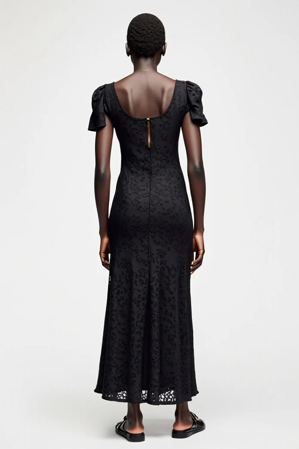 Black Lace Short Sleeves Wedding Guest Dress sold by Zapaka product image thumbnail 2