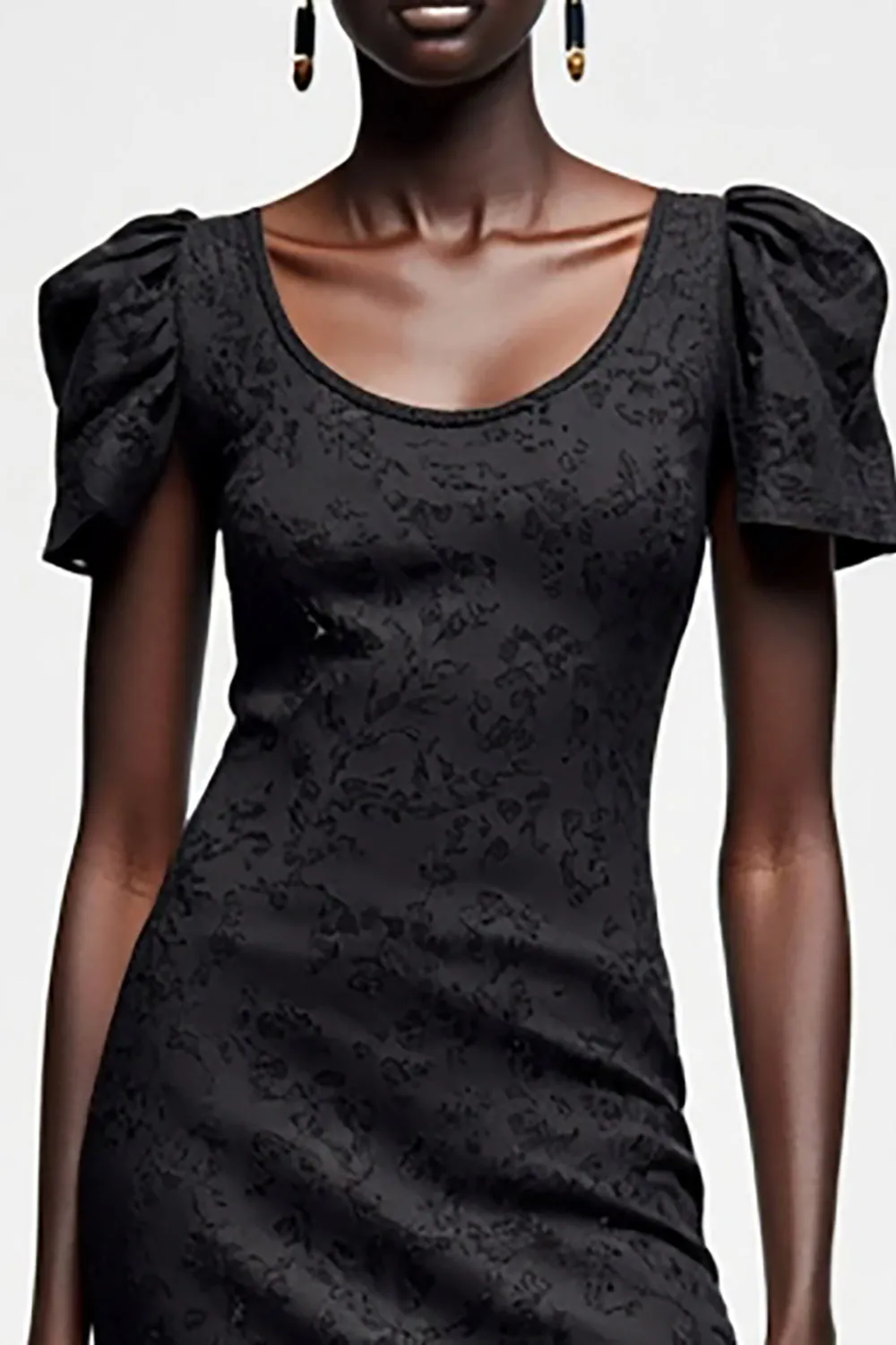 Black Lace Short Sleeves Wedding Guest Dress sold by Zapaka product image thumbnail 3