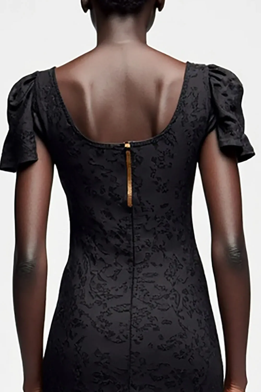 Black Lace Short Sleeves Wedding Guest Dress sold by Zapaka product image thumbnail 4