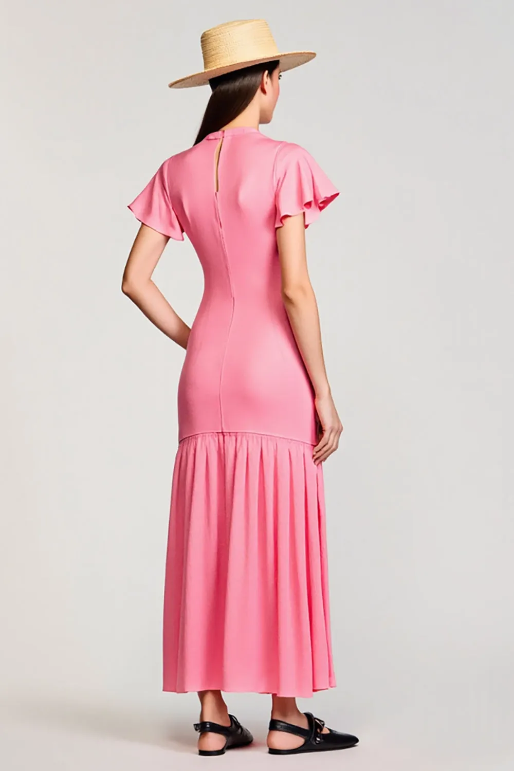 Pink Chiffon Ruched A Line Wedding Gues Dress sold by Zapaka product image thumbnail 2