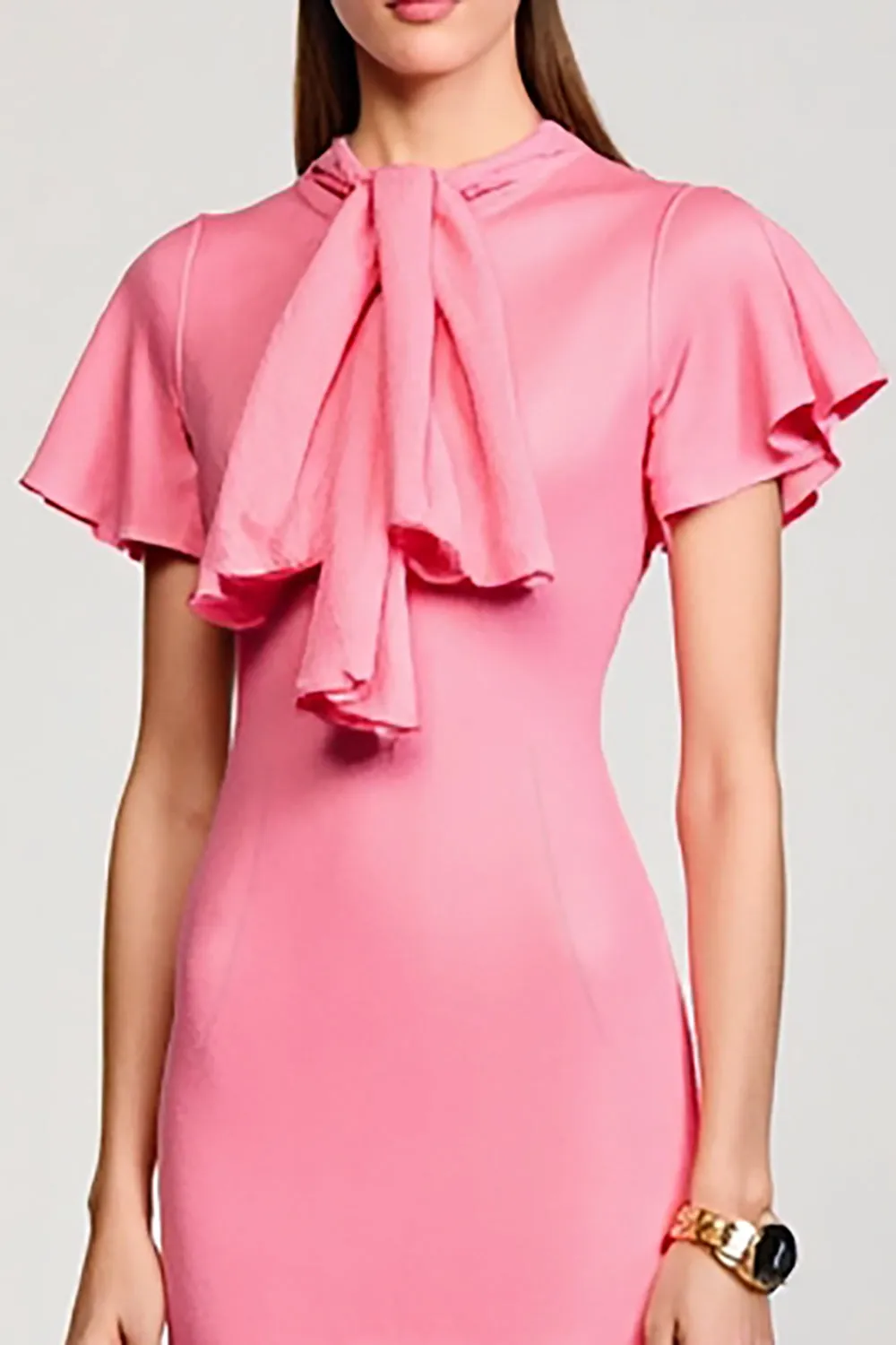 Pink Chiffon Ruched A Line Wedding Gues Dress sold by Zapaka product image thumbnail 3