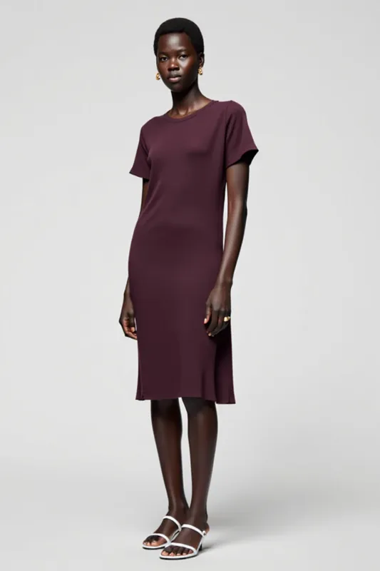 Burgundy Jersey Sheath Wedding Guest Dress sold by Zapaka