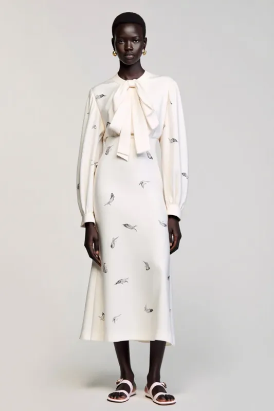 Ivory A Line Long Sleeve Wedding Guest Dress sold by Zapaka