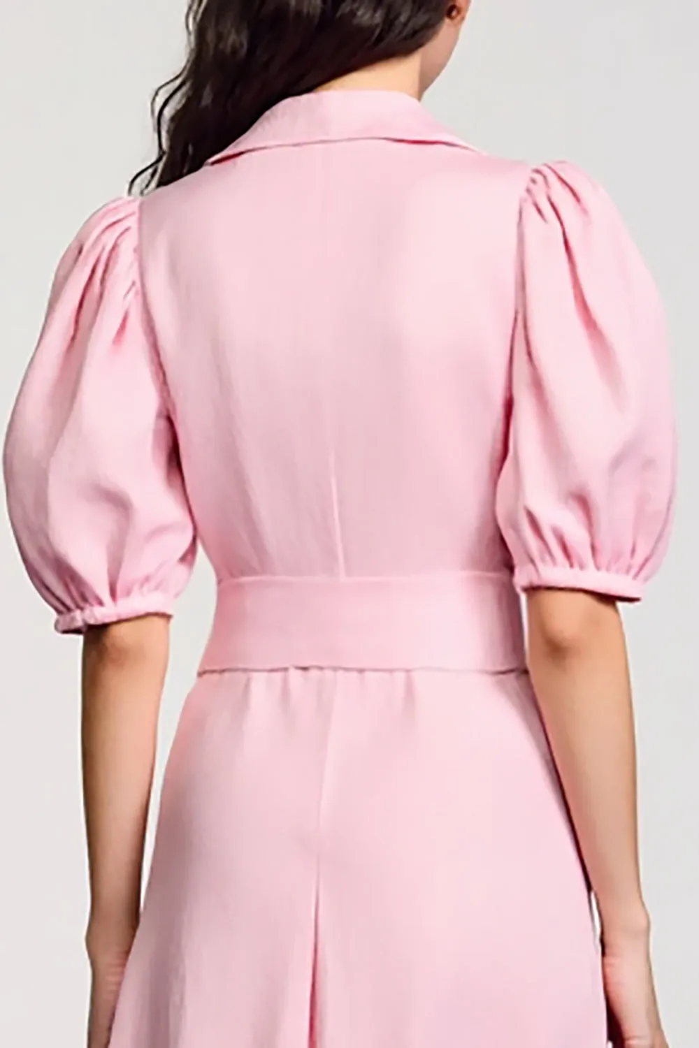 Pink A Line V-Neck Wedding Guest Dress with Sleeves sold by Zapaka product image thumbnail 4