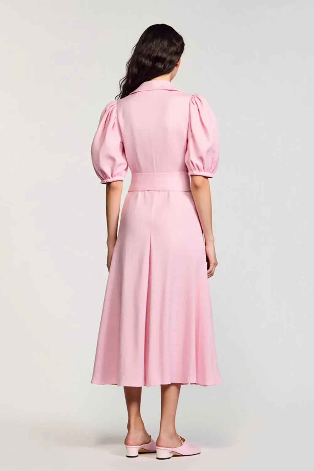 Pink A Line V-Neck Wedding Guest Dress with Sleeves sold by Zapaka product image thumbnail 2