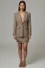 Brown Notched Lapel Tweed 2 Piece Short Business Suits sold by Zapaka