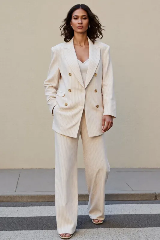 Ivory 2 Piece Peak Lapel Double Breasted Women Suits sold by Zapaka