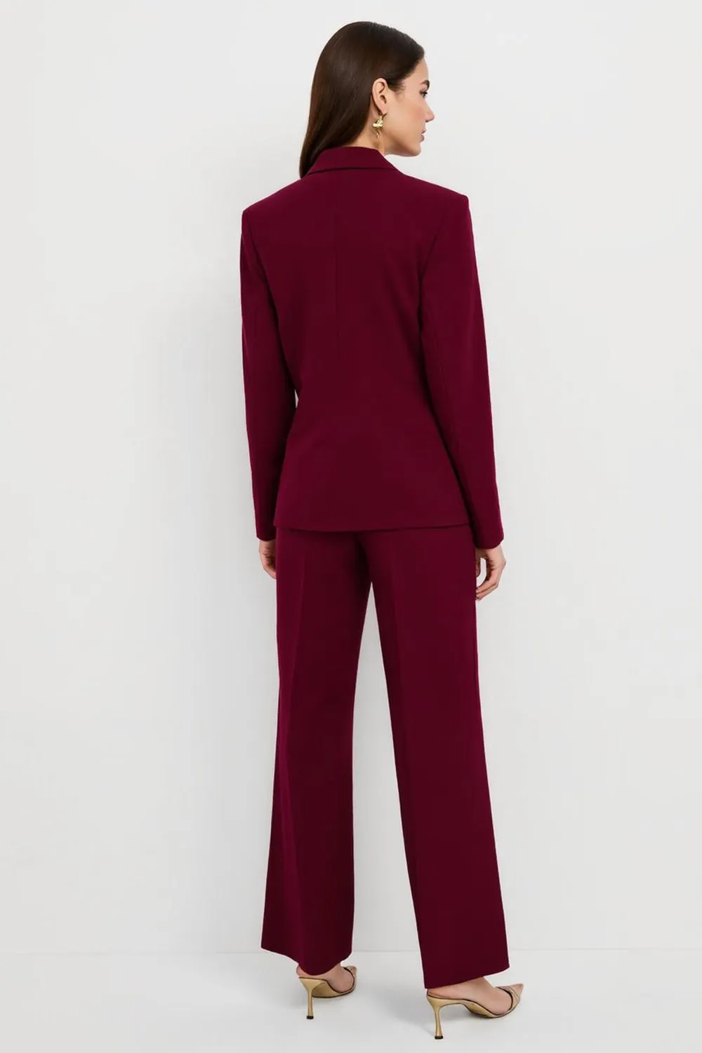 Slim Fit One Button 2 Piece Burgundy Women Suits sold by Zapaka product image thumbnail 2
