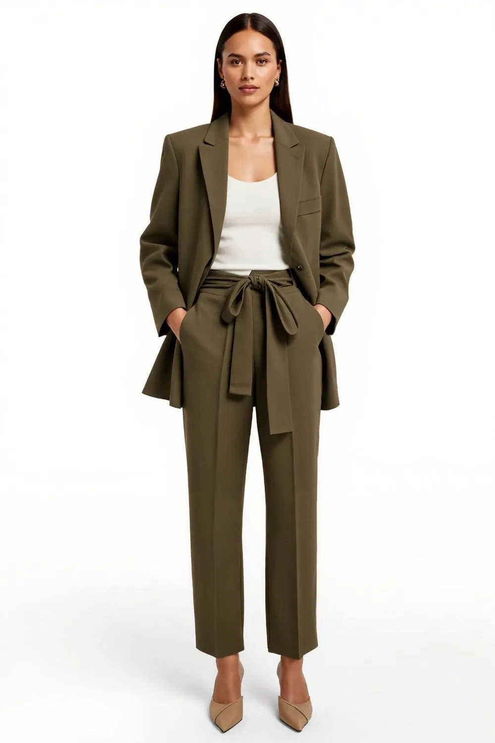 Armg Green Peak Lapel 2 Piece Women Suits sold by Zapaka