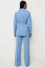 Blue 2 Piece Notched Lapel Women Suits with Belt sold by Zapaka