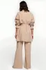 Apricot Satin 2 Piece Women Suits with Belt sold by Zapaka