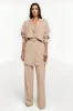 Apricot Satin 2 Piece Women Suits with Belt sold by Zapaka