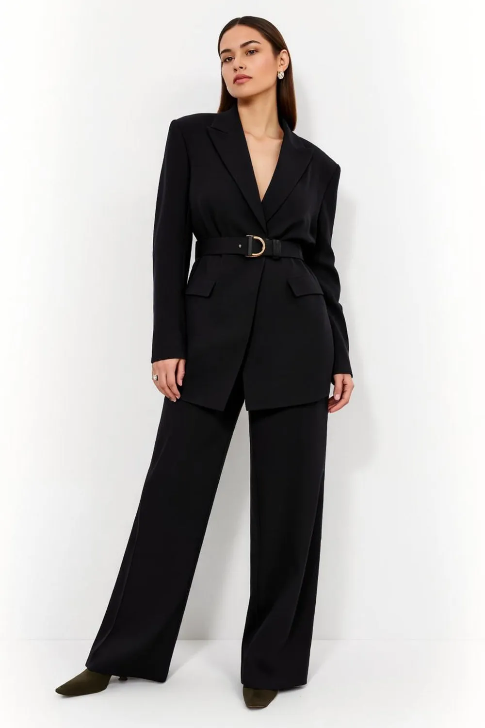 Black 2-piece Women Suits with Belt sold by Zapaka