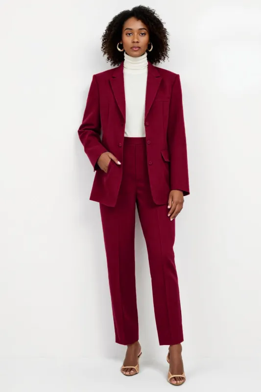 Burgundy Notched Lapel Single-Breasted 2-piece Women Suits sold by Zapaka