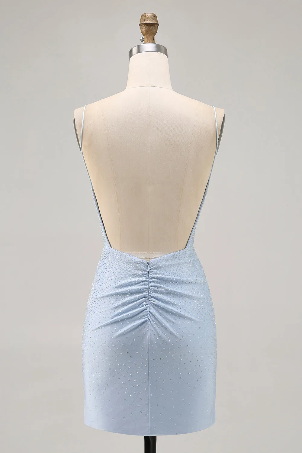 Blue Beaded Spaghetti Straps Bodycon Short Homecoming Dress sold by Zapaka product image thumbnail 2
