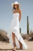 Ivory Bodycon Strapless Long Engagement Dress with Ruffles sold by Zapaka