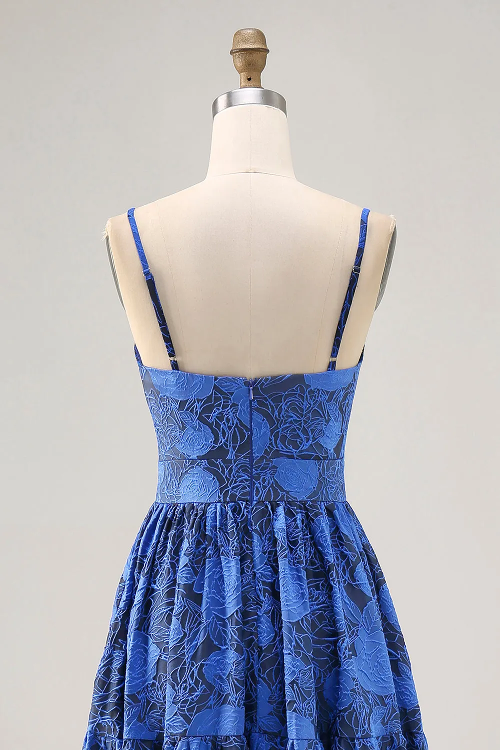 Floral A Line Blue Spaghetti Straps Cut Out Wedding Guest Dress sold by Zapaka product image thumbnail 5