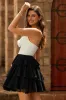 Strapless Black White Tiered Cut Out A Line Homecoming Dress sold by Zapaka