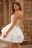 Strapless White Corset A Line Short Homecoming Dress sold by Zapaka